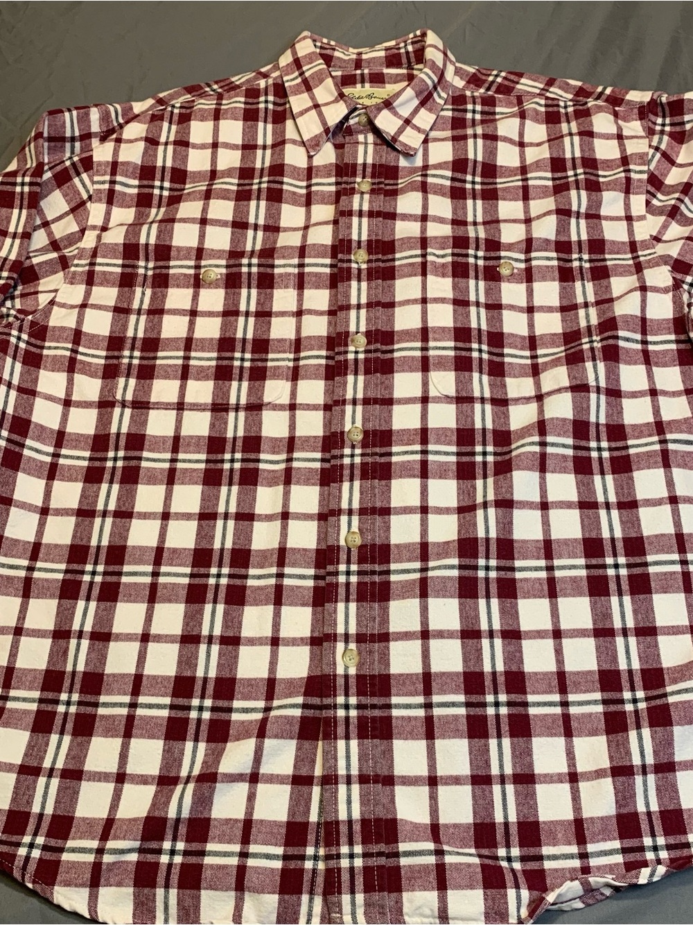 Eddie Bauer Men's Plaid Button-Down Flannel Shirt, Size L, Long Sleeve